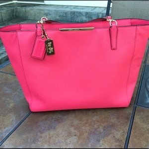 Coach Bright Pink Saffiano Tote